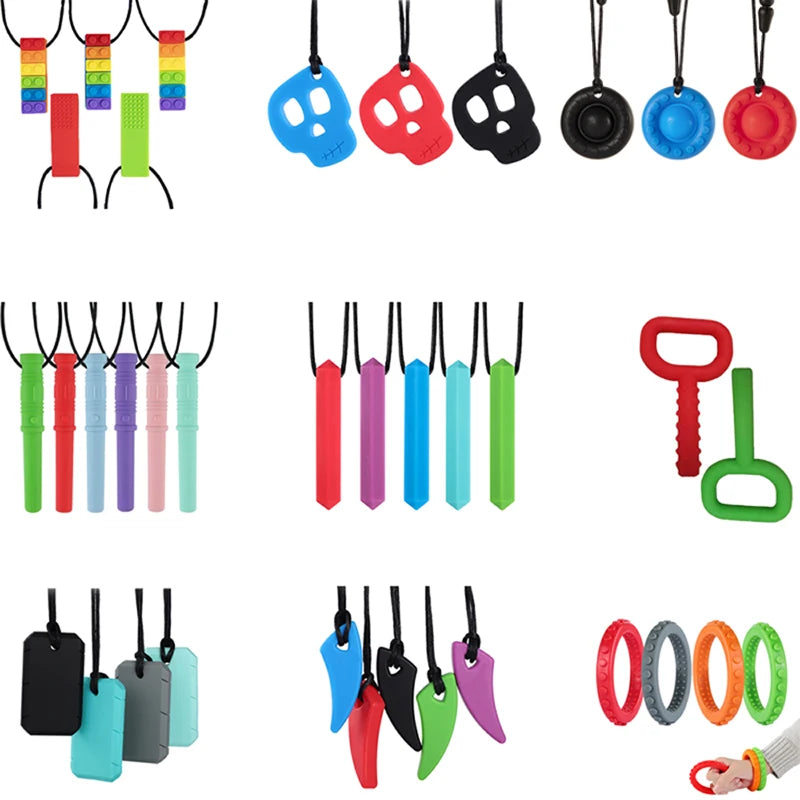 Baby Teether Wristband & Robot Chew Necklace Set