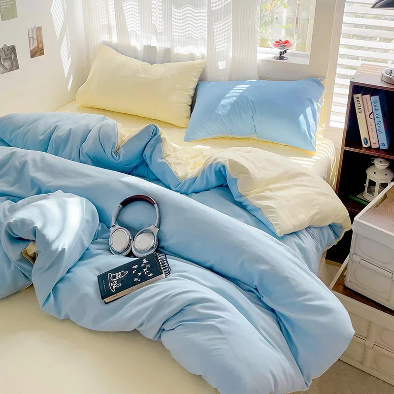 4-Piece Solid Cotton Bedding Set – Twin/Full Sizes