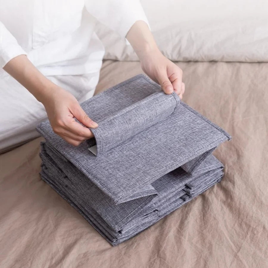 5-Layer Hanging Closet Organizer with Drawers – Cotton Linen