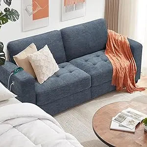 Ihanherry 3-Seat Chenille Sofa with USB/Type-C Charging