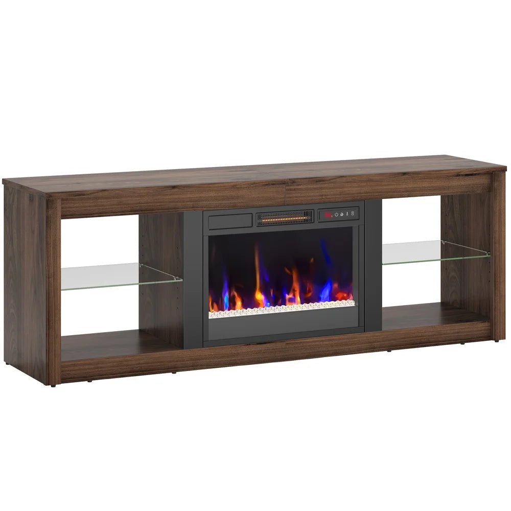 Modern 70" Fireplace TV Stand with LED & Storage