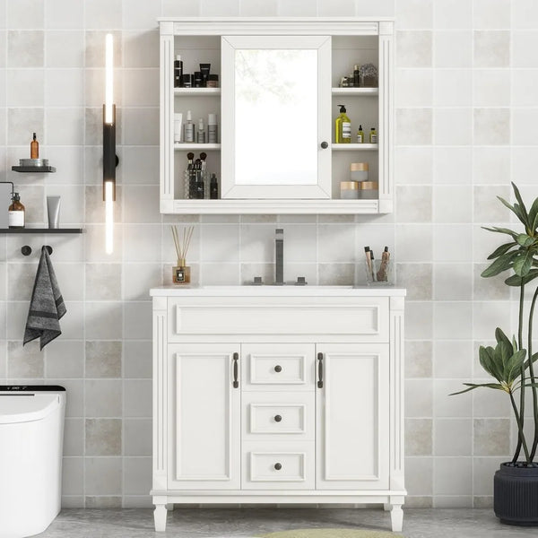 36" Bathroom Vanity with Sink & Medicine Cabinet