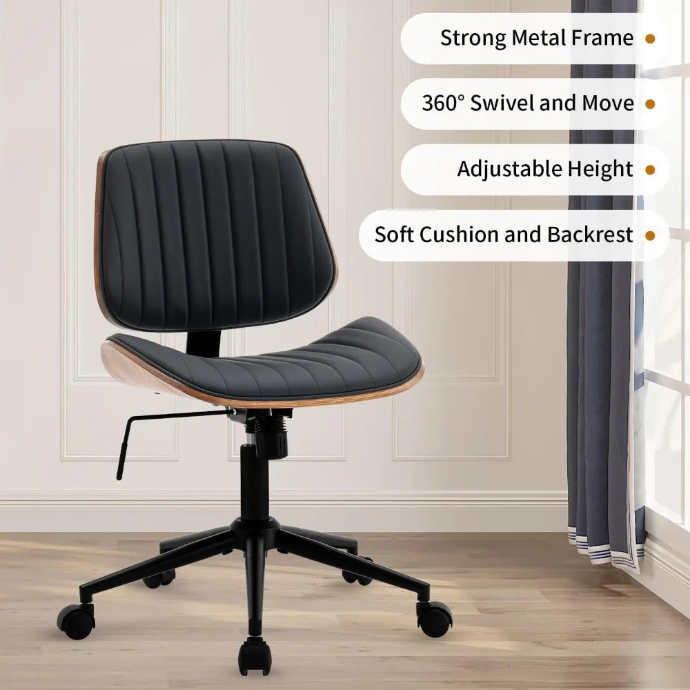PU Leather Ergonomic Armless Office Chair