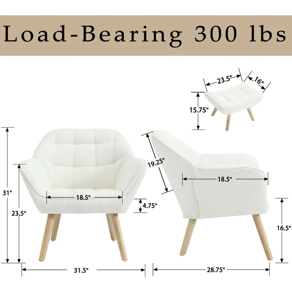 Sherpa Accent Chair with Ottoman