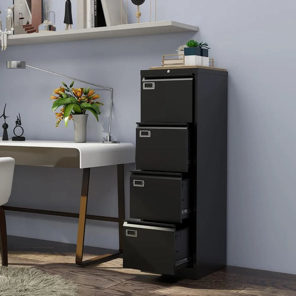 Metal Vertical File Cabinet with Lock – Anti-Tip Design