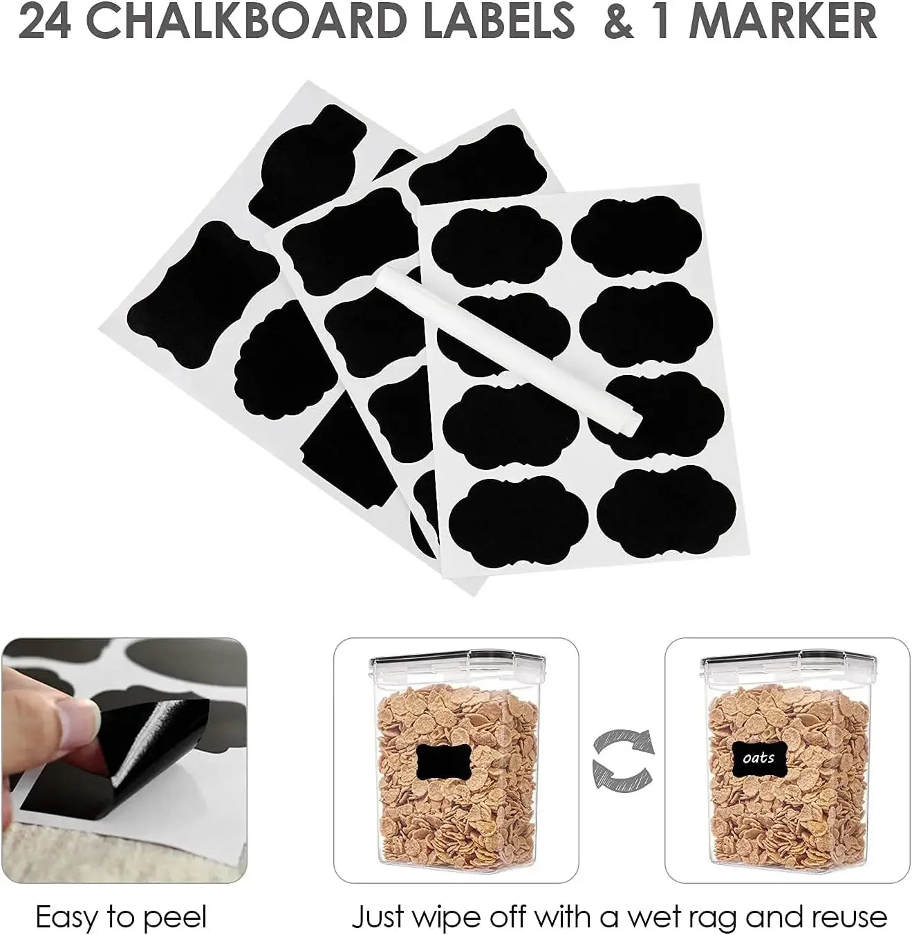 24-Piece Airtight Food Storage Container Set with Labels
