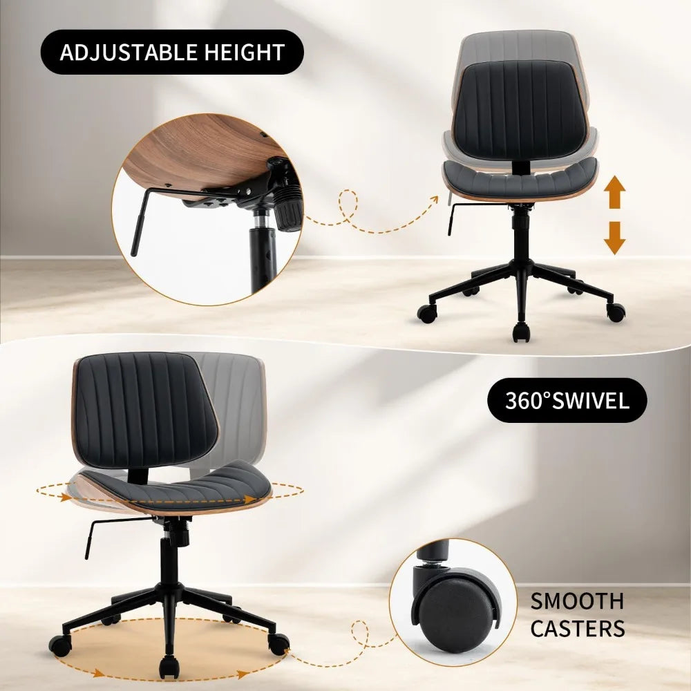 PU Leather Ergonomic Armless Office Chair