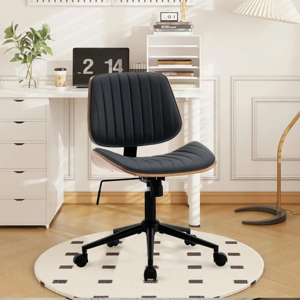 PU Leather Ergonomic Armless Office Chair