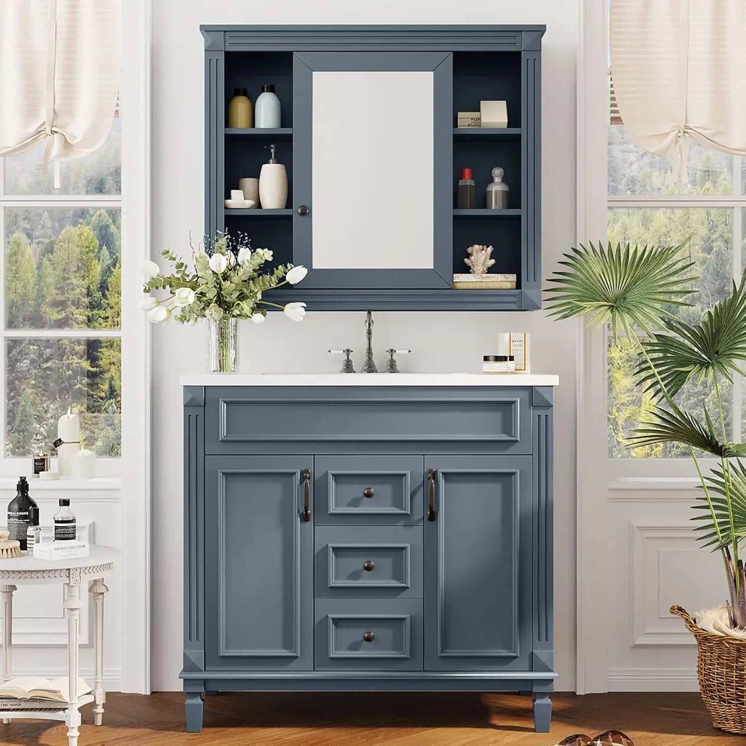 36" Bathroom Vanity with Sink & Medicine Cabinet