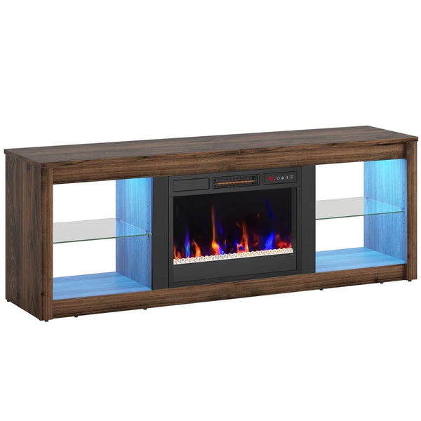 Modern 70" Fireplace TV Stand with LED & Storage