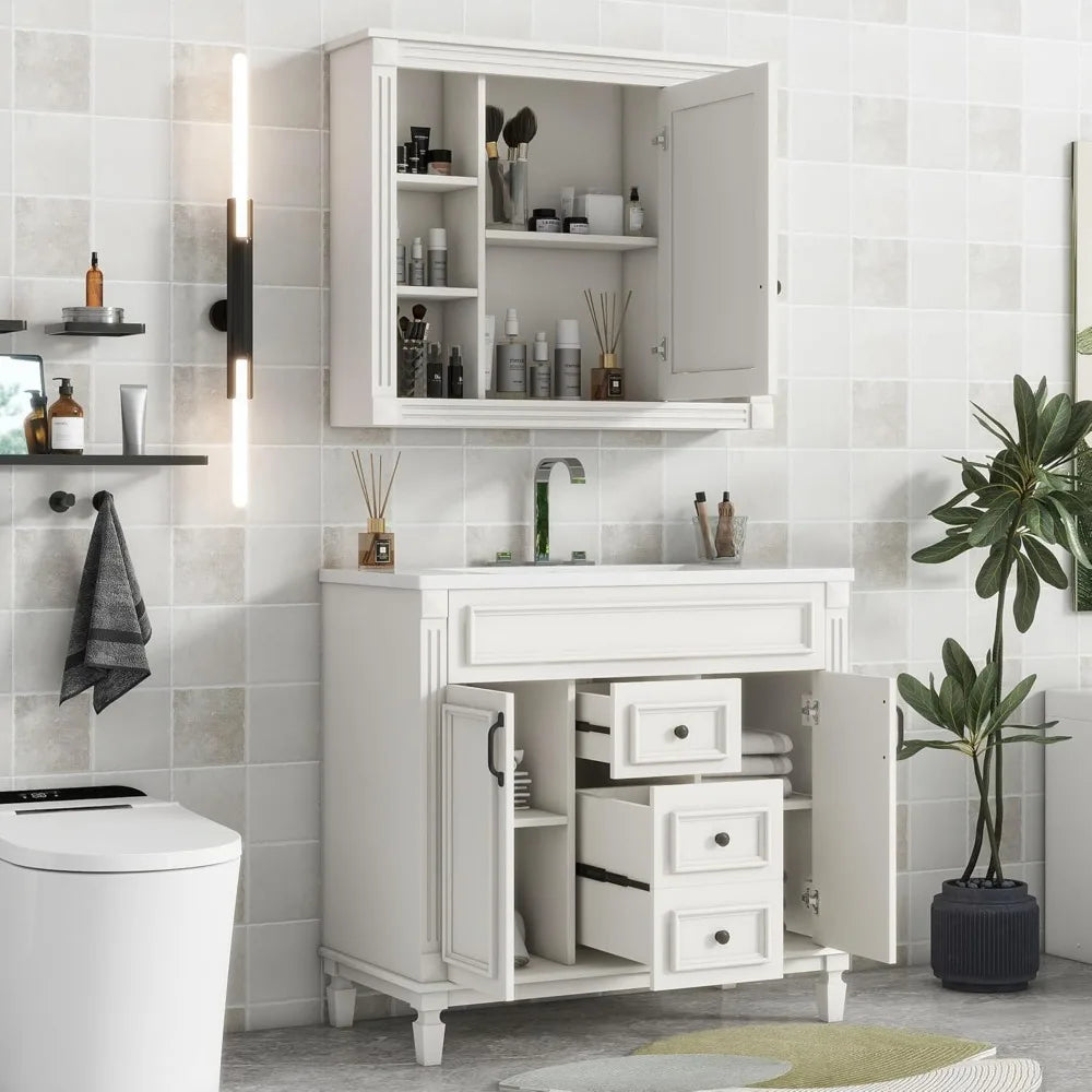 36" Bathroom Vanity with Sink & Medicine Cabinet