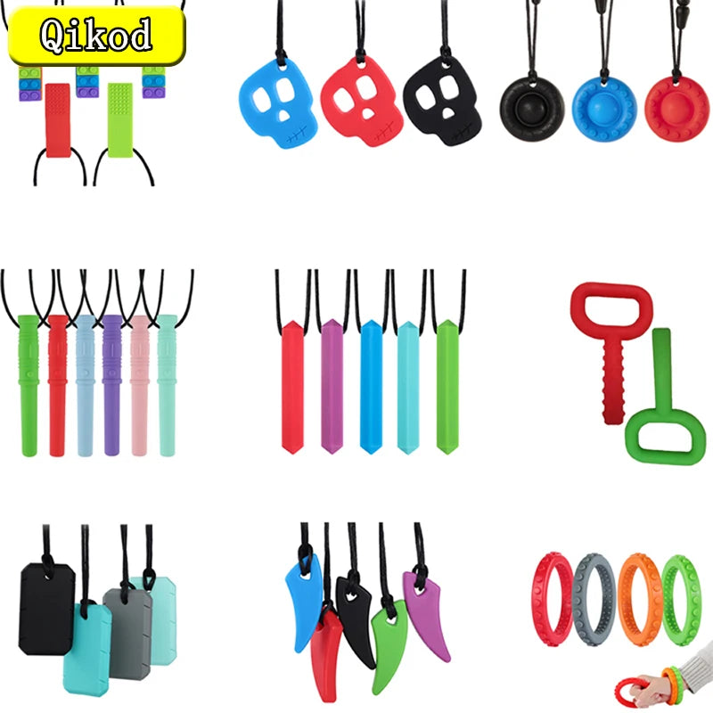 Baby Teether Wristband & Robot Chew Necklace Set
