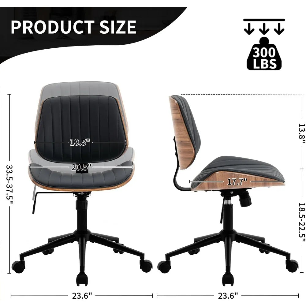 PU Leather Ergonomic Armless Office Chair