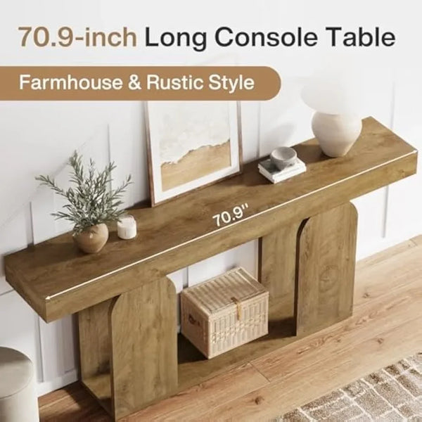 70.9" Farmhouse Console Table with Storage Shelf