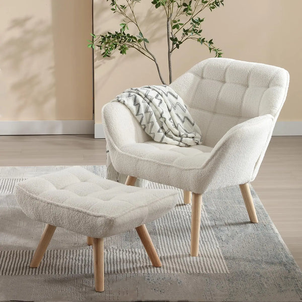 Sherpa Accent Chair with Ottoman