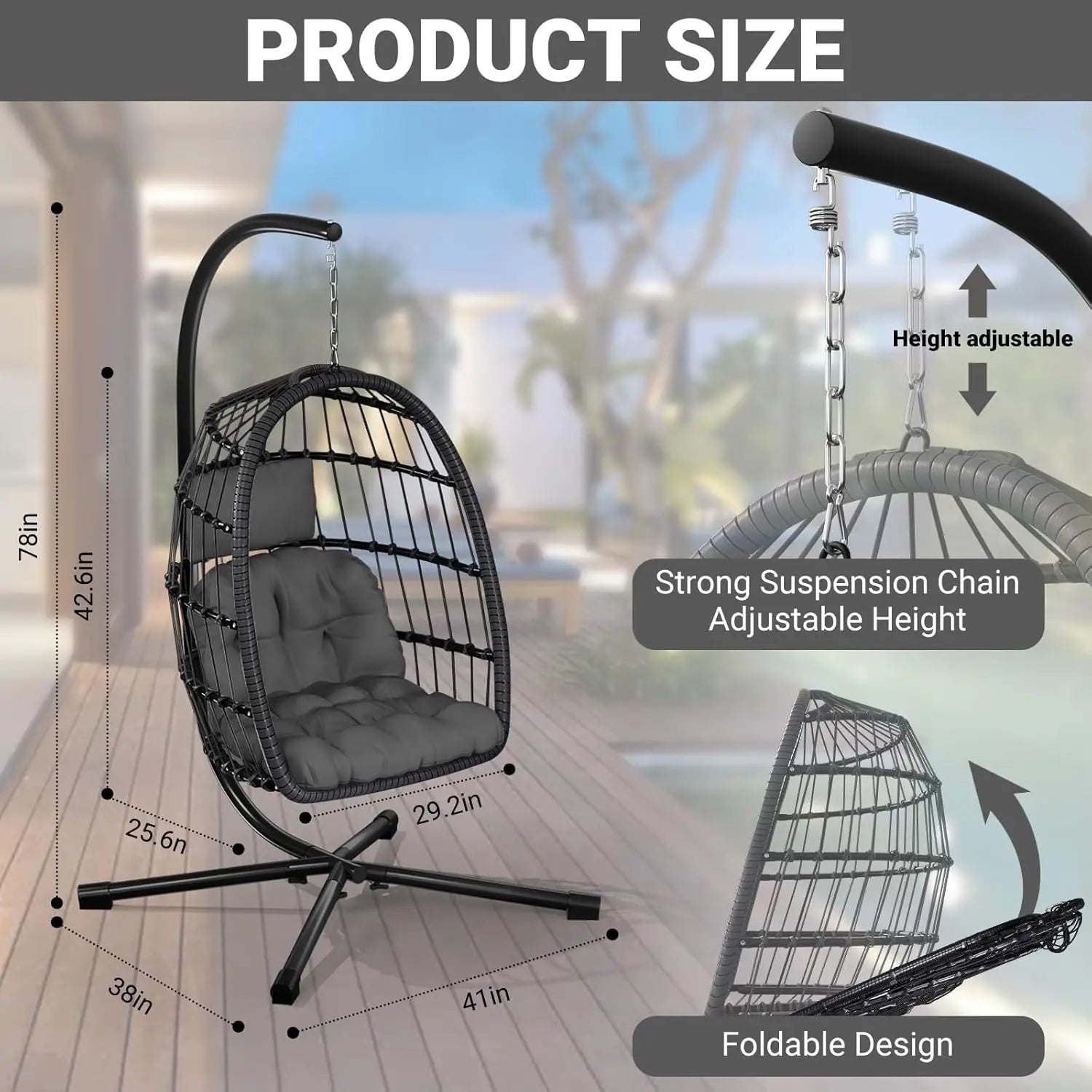 Rattan Egg Chair with Stand – Indoor/Outdoor Swing