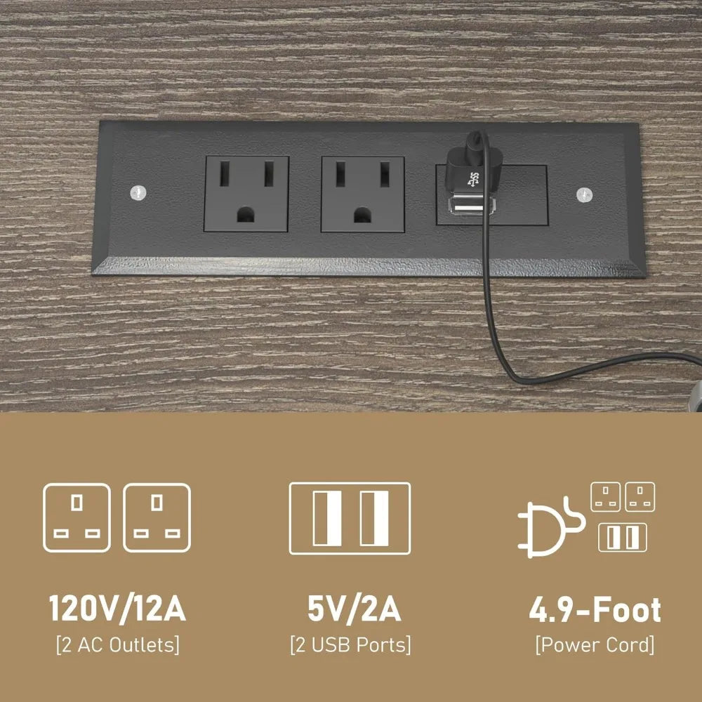 Farmhouse LED Nightstands Set of 2 with Charging Station