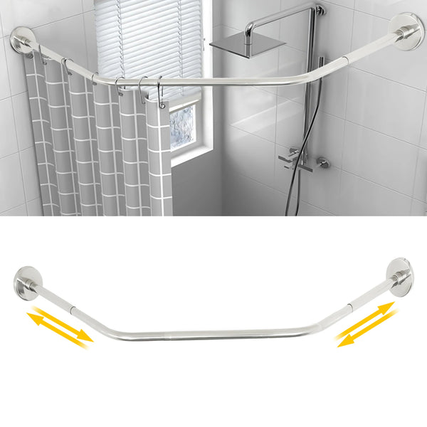 Silver Corner Shower Curtain Rod – 304 Stainless Steel