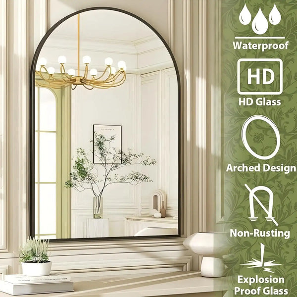 Anyrose 16"x24" Arch Wall Mirror – Black Frame