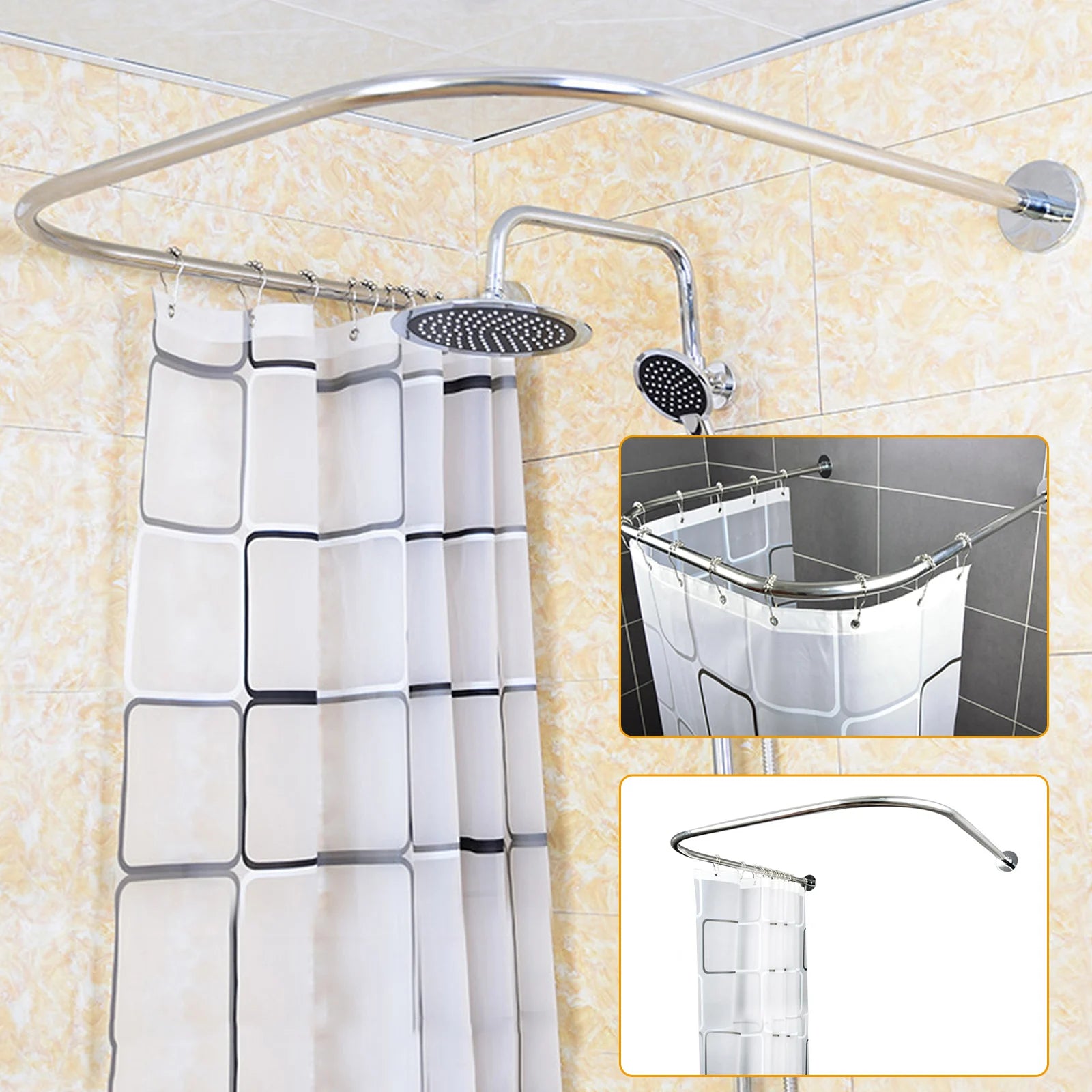 U-Shaped Adjustable Shower Curtain Rod