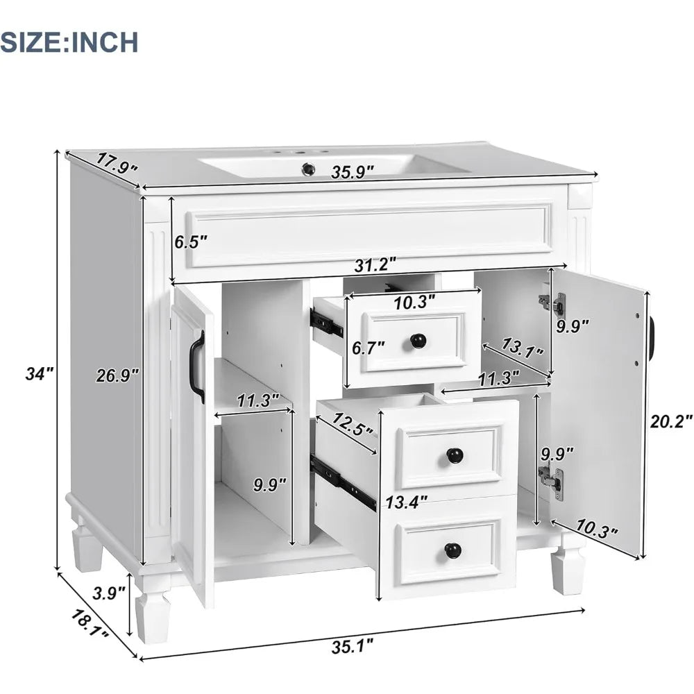 36" Bathroom Vanity with Sink & Medicine Cabinet