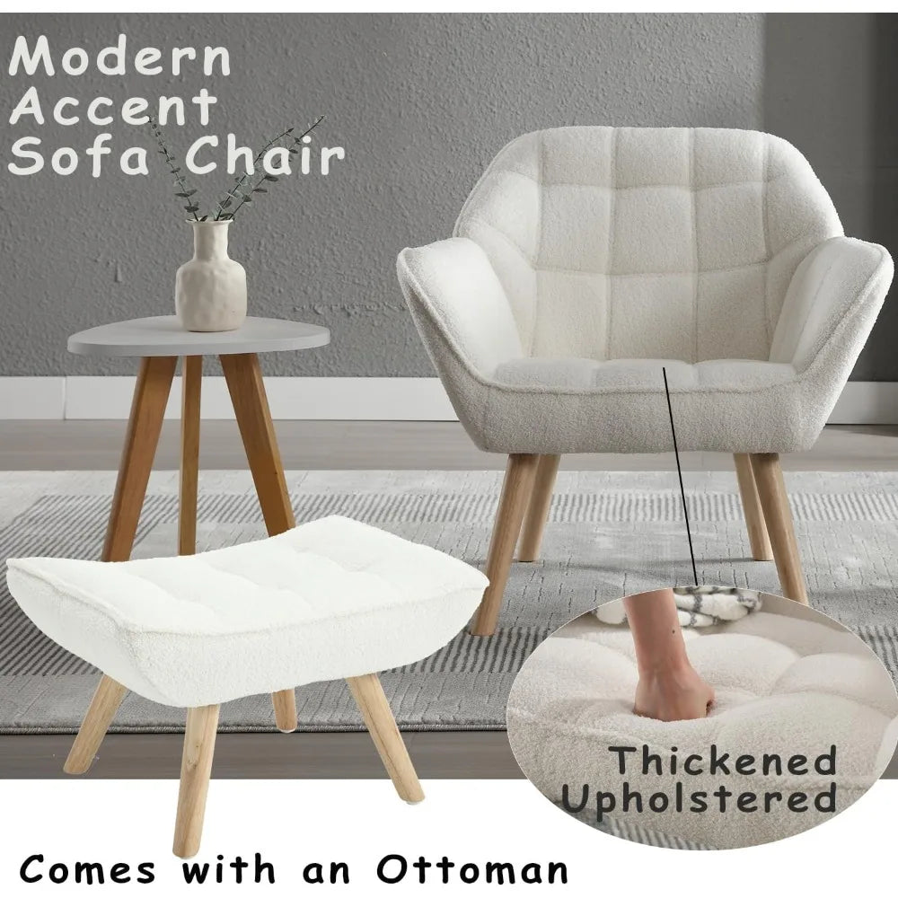 Sherpa Accent Chair with Ottoman