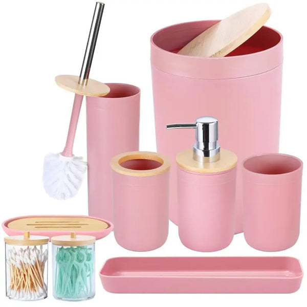 5/9-Piece Bathroom Accessories Set with Trash Can