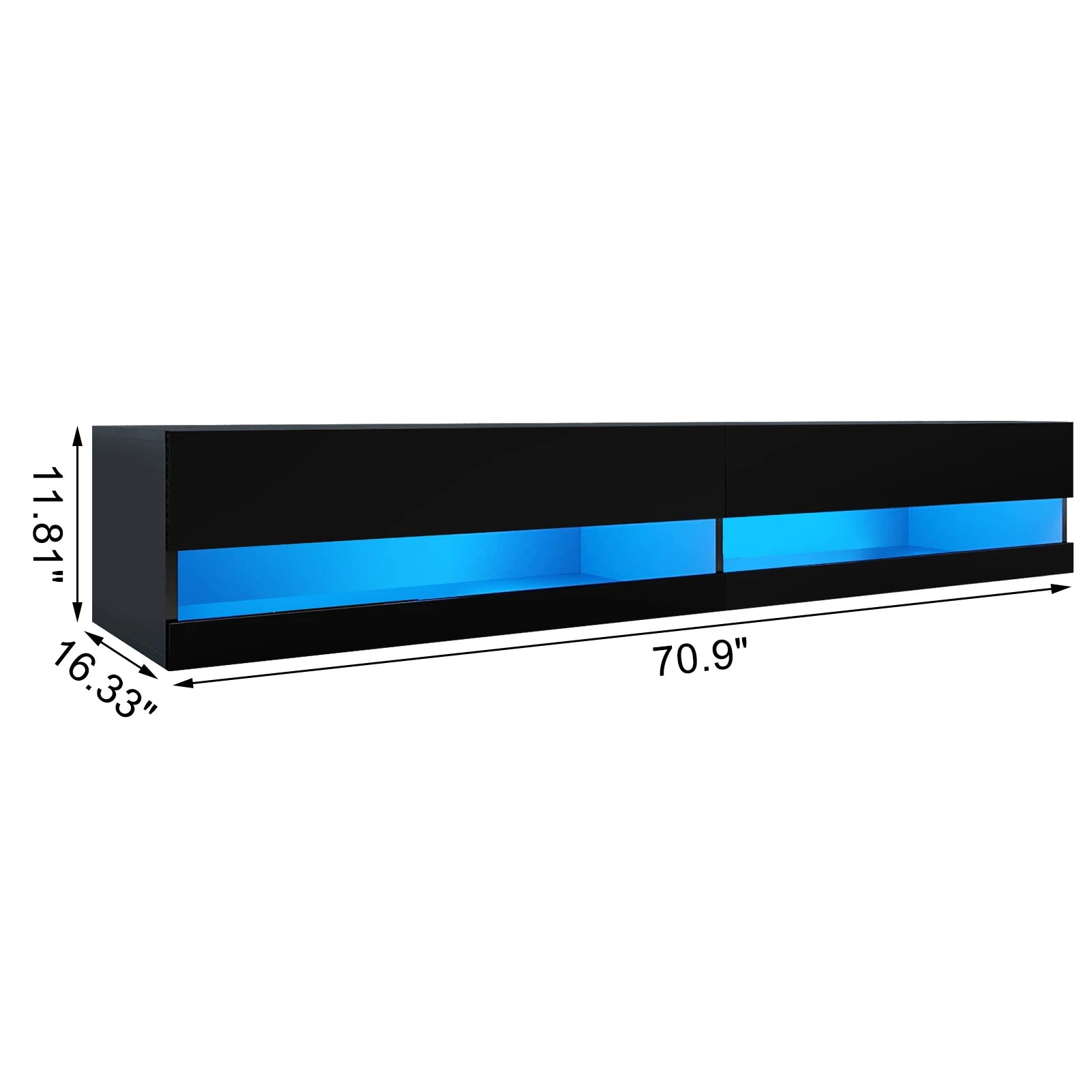 71" Floating TV Stand with LED & Storage – Fits 75/80" TVs