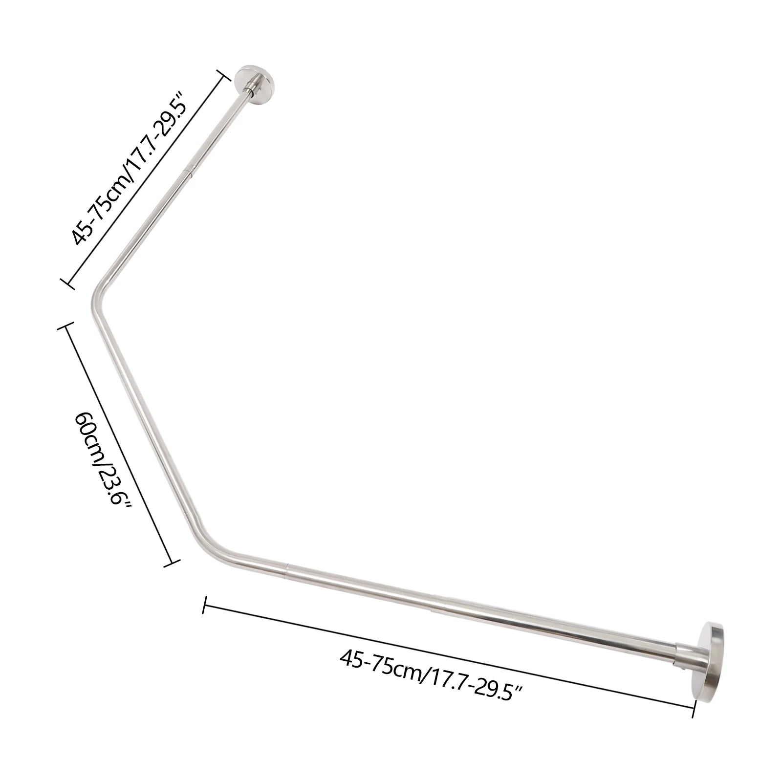 Silver Corner Shower Curtain Rod – 304 Stainless Steel