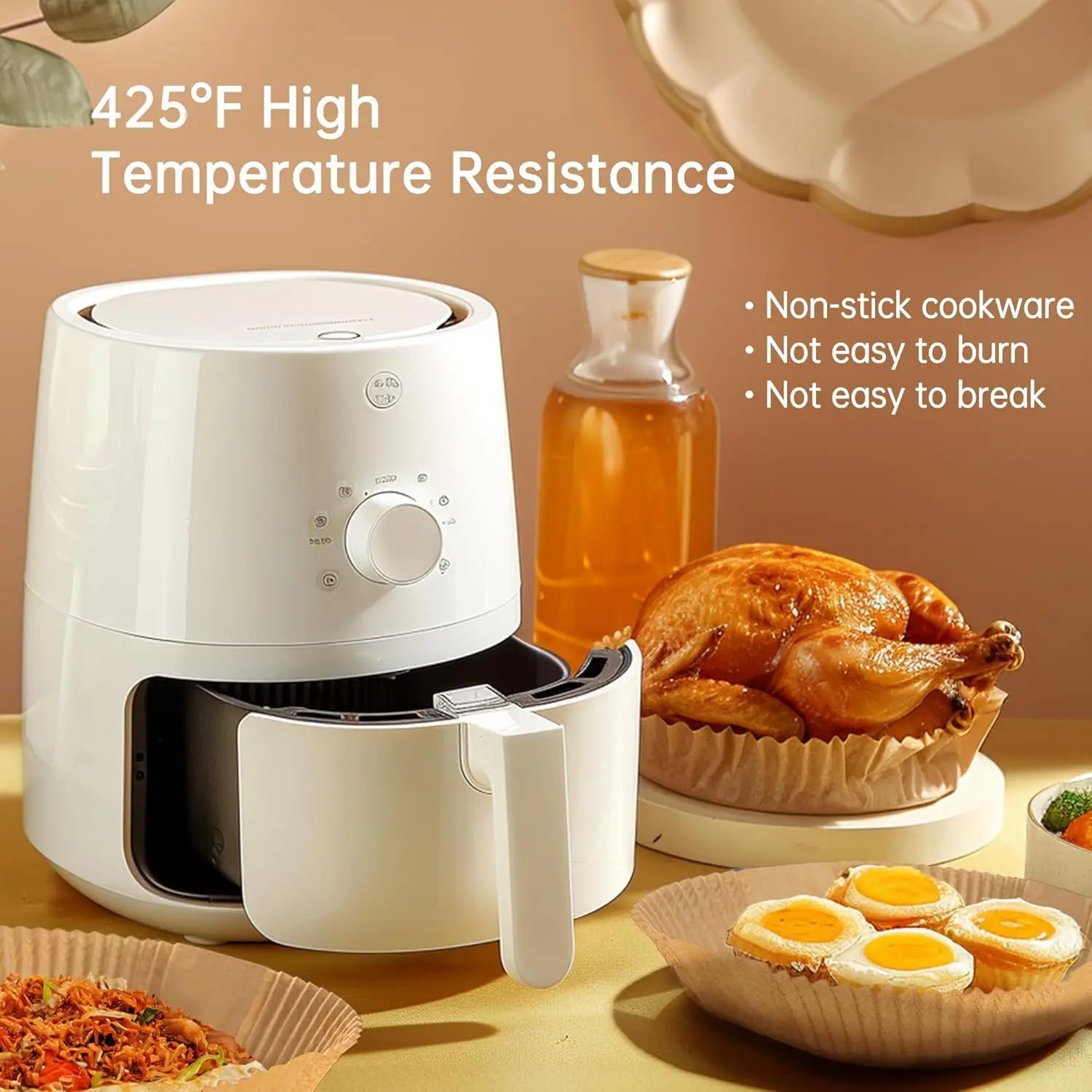 8-Inch Square Air Fryer Paper Liners (Non-Stick)