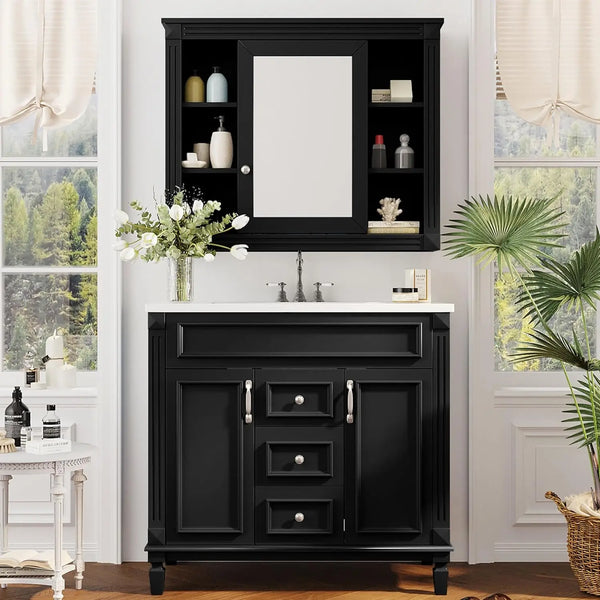 36" Bathroom Vanity with Sink & Medicine Cabinet