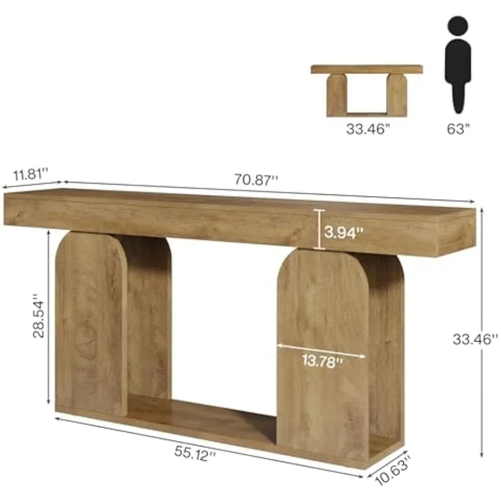 70.9" Farmhouse Console Table with Storage Shelf