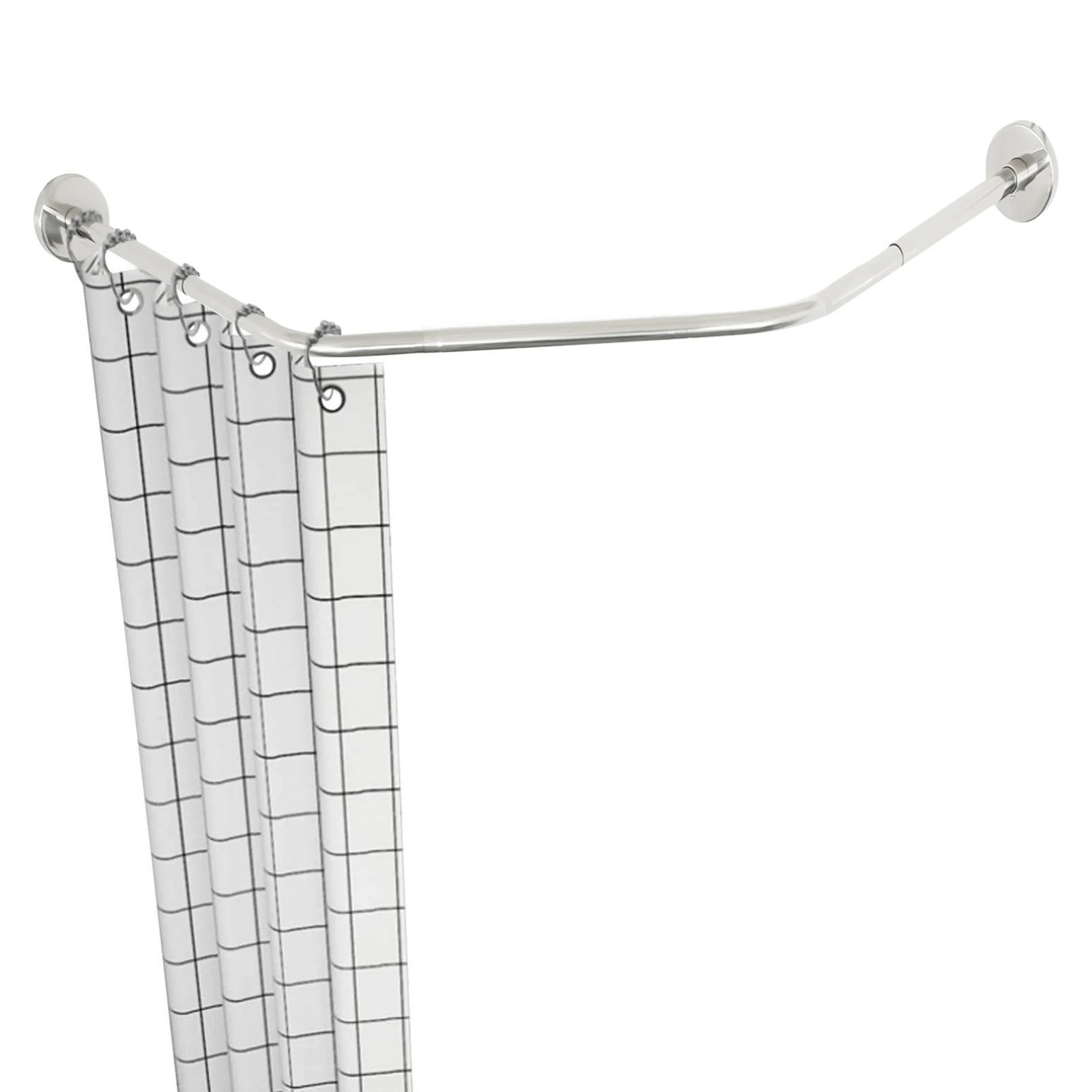 Silver Corner Shower Curtain Rod – 304 Stainless Steel