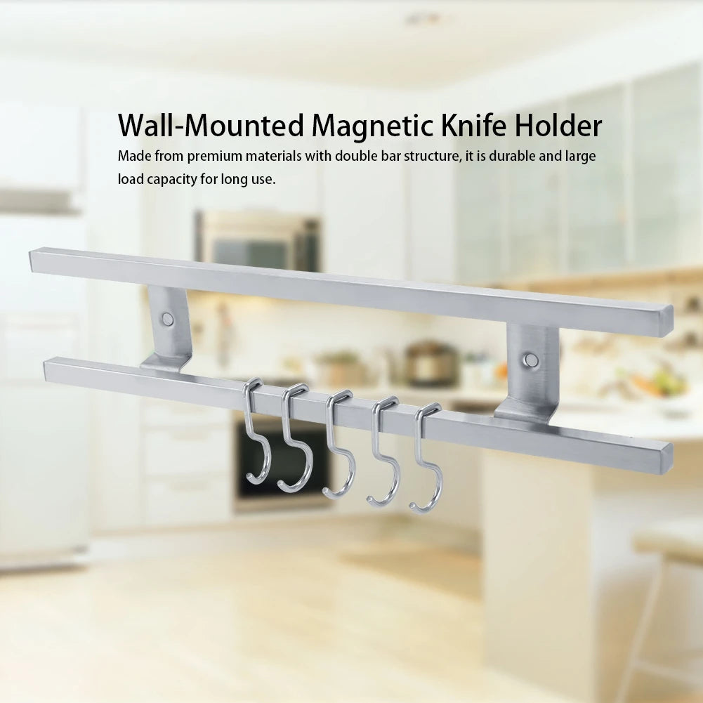 Wall-Mounted Double Bar Magnetic Knife Holder