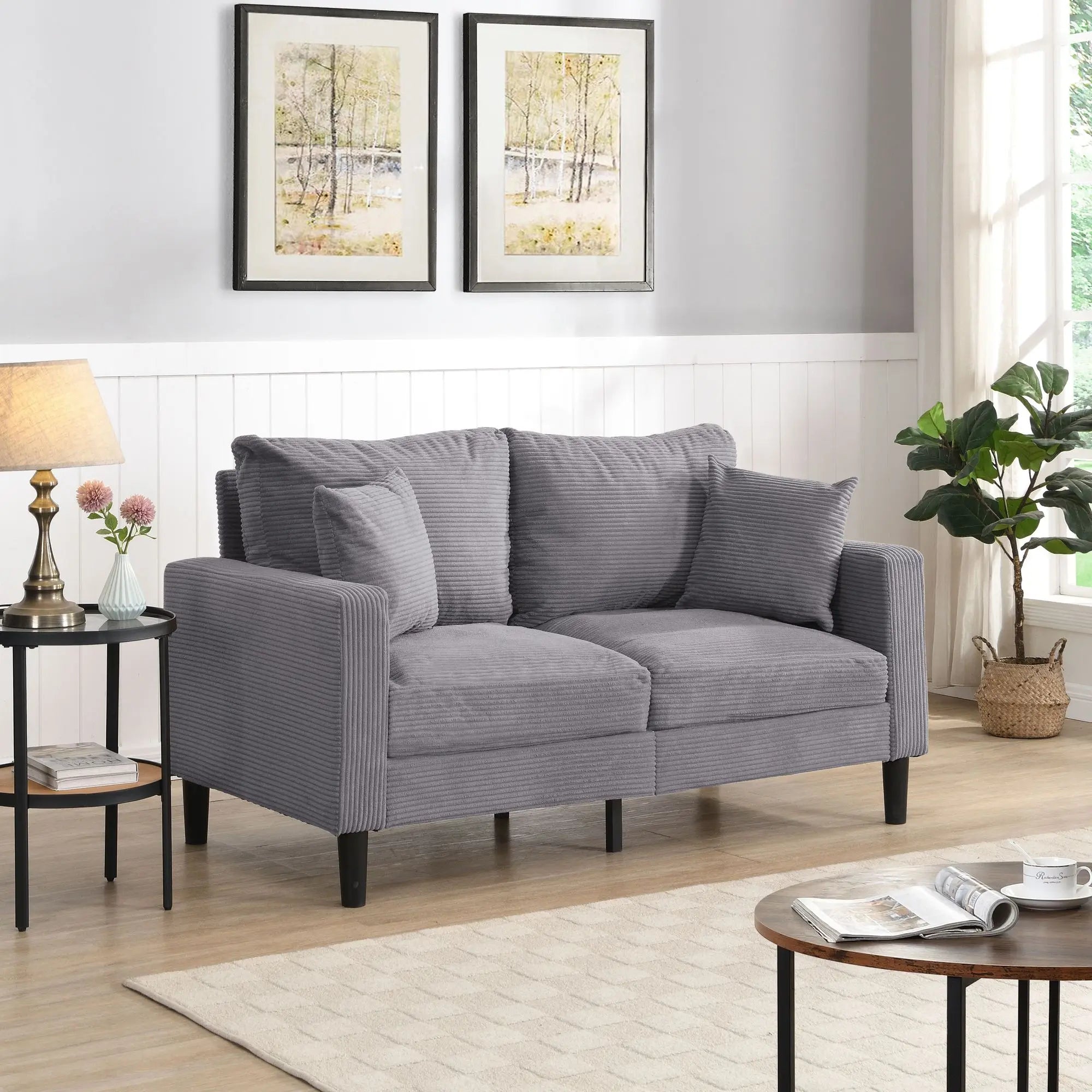 57" Modern Loveseat Sofa – Compact Upholstered 2-Seater