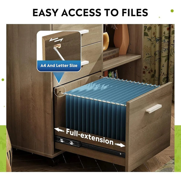 3-Drawer Rolling File Cabinet with Printer Stand