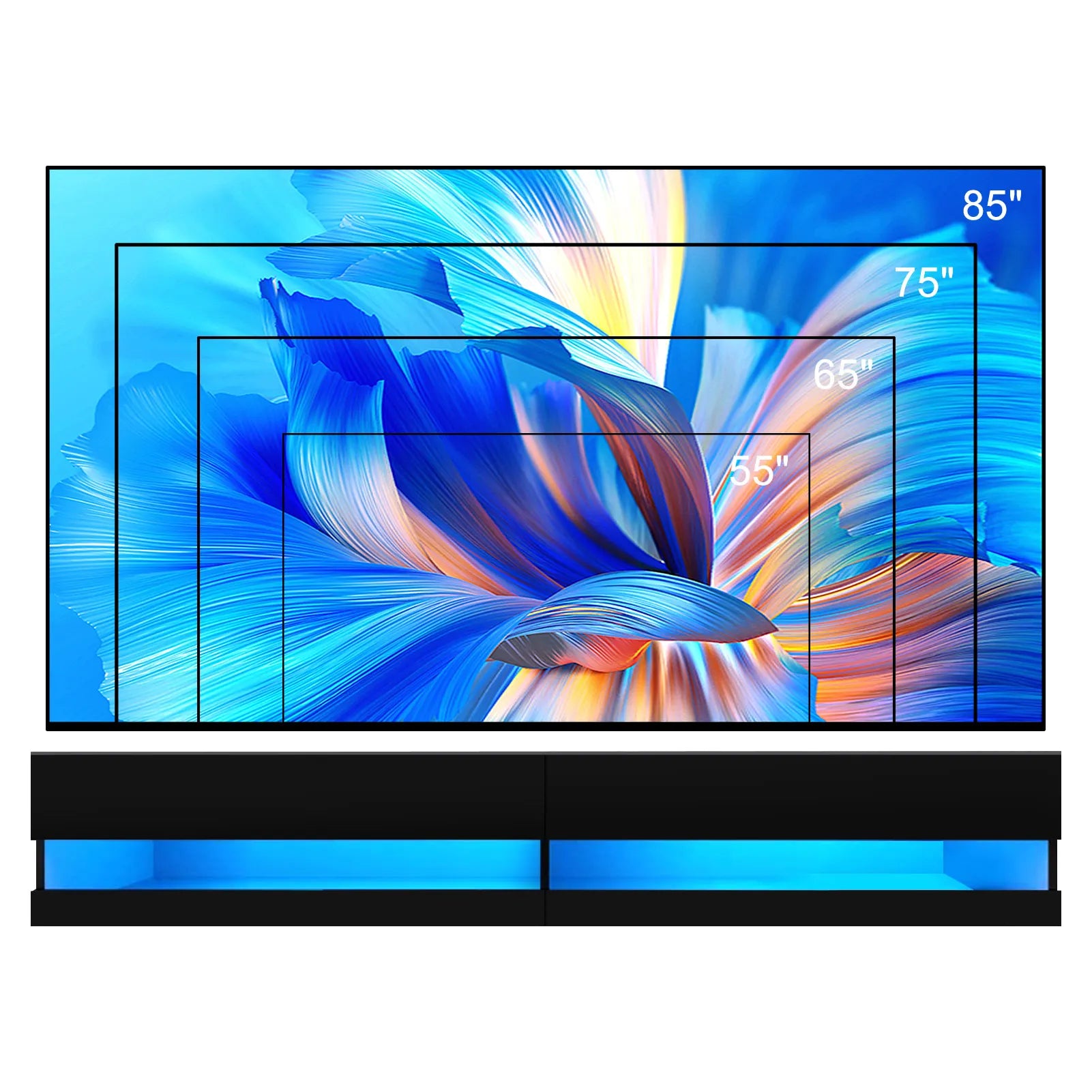 71" Floating TV Stand with LED & Storage – Fits 75/80" TVs