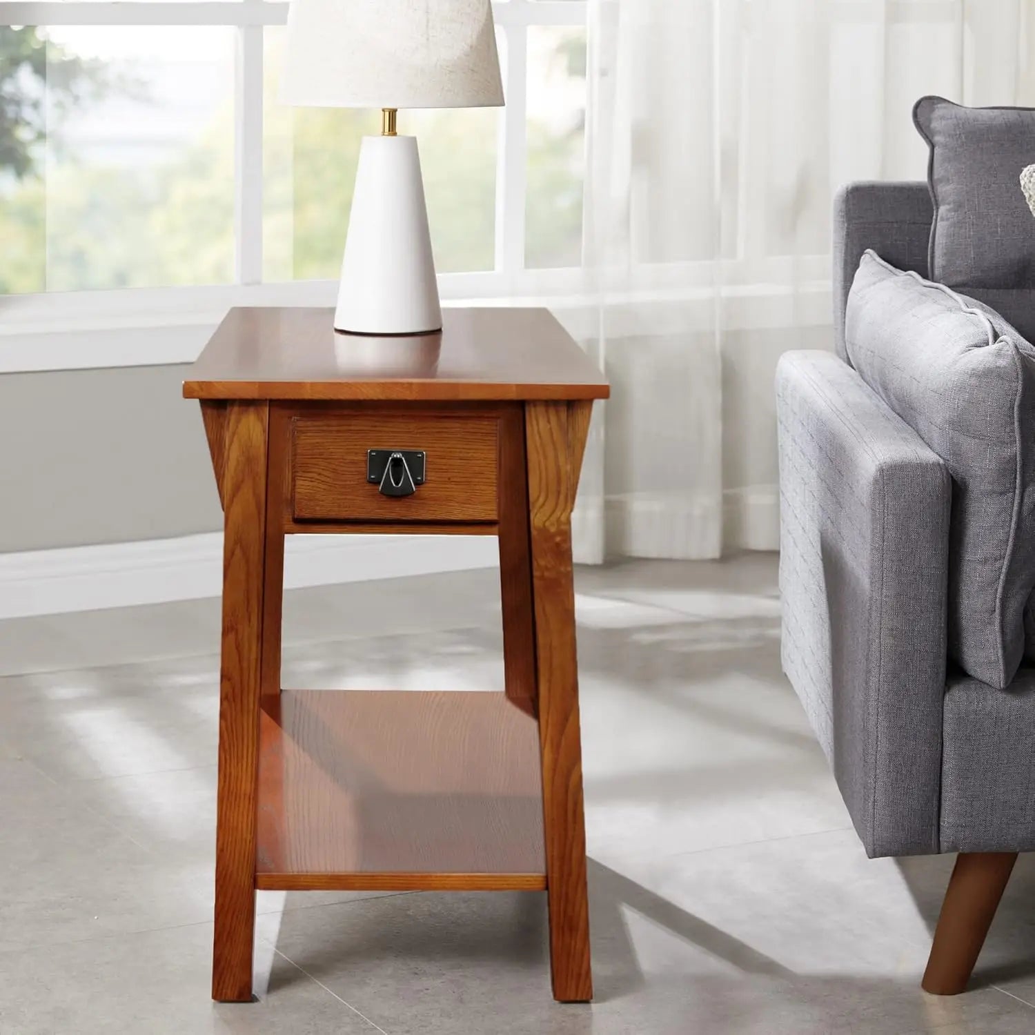 9059-RS Solid Wood End Table with Drawer – Russet Finish