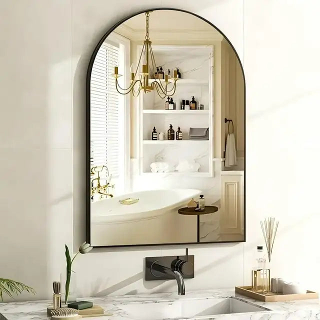 Anyrose 16"x24" Arch Wall Mirror – Black Frame