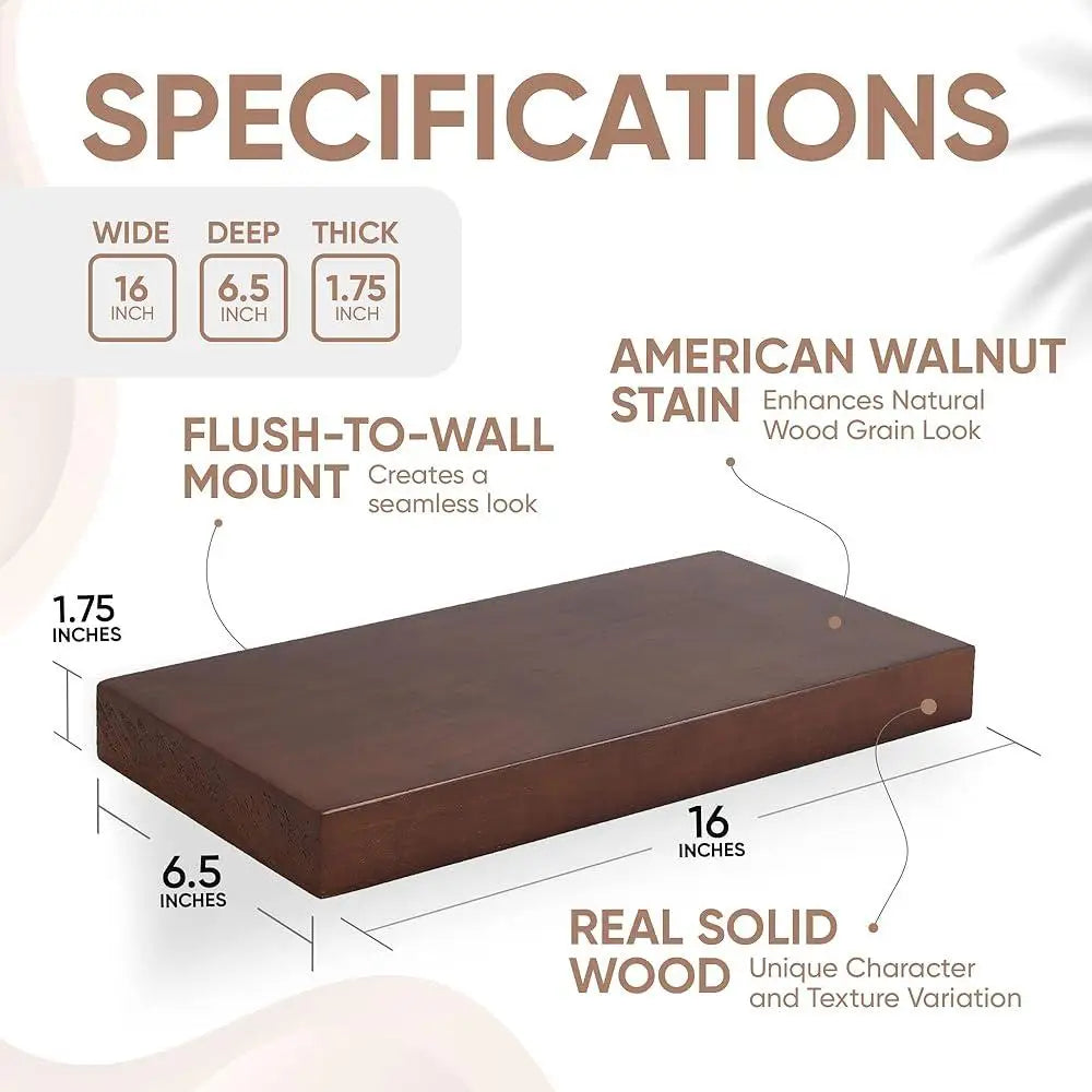 Rustic Floating Shelves – Thick Pine Wood, 16"