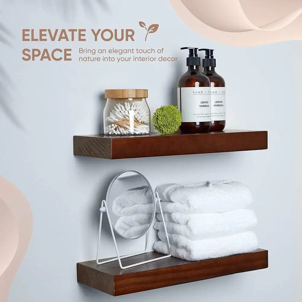 Rustic Floating Shelves – Thick Pine Wood, 16"