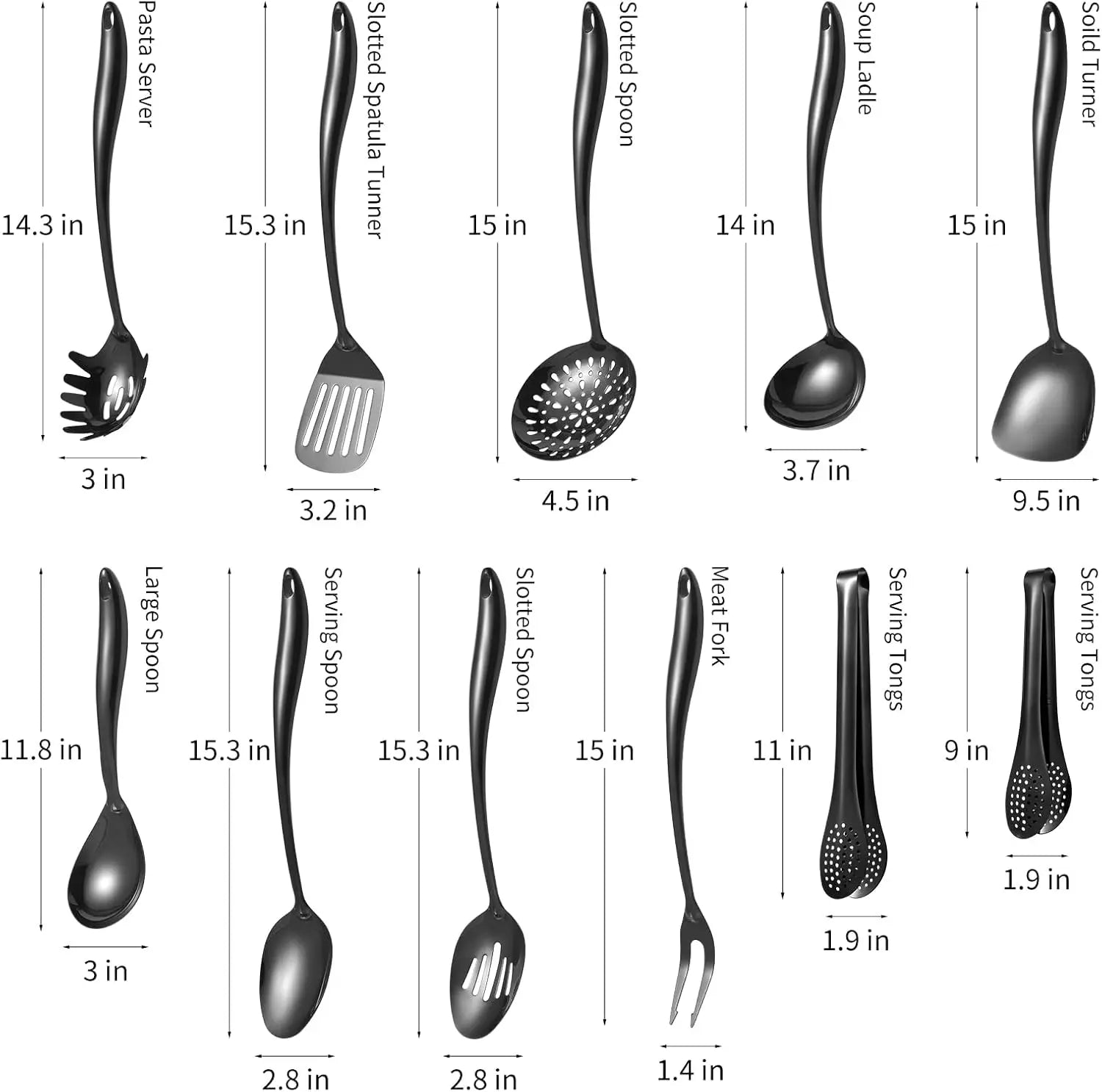 11-Piece Matte 304 Stainless Steel Kitchen Utensil Set