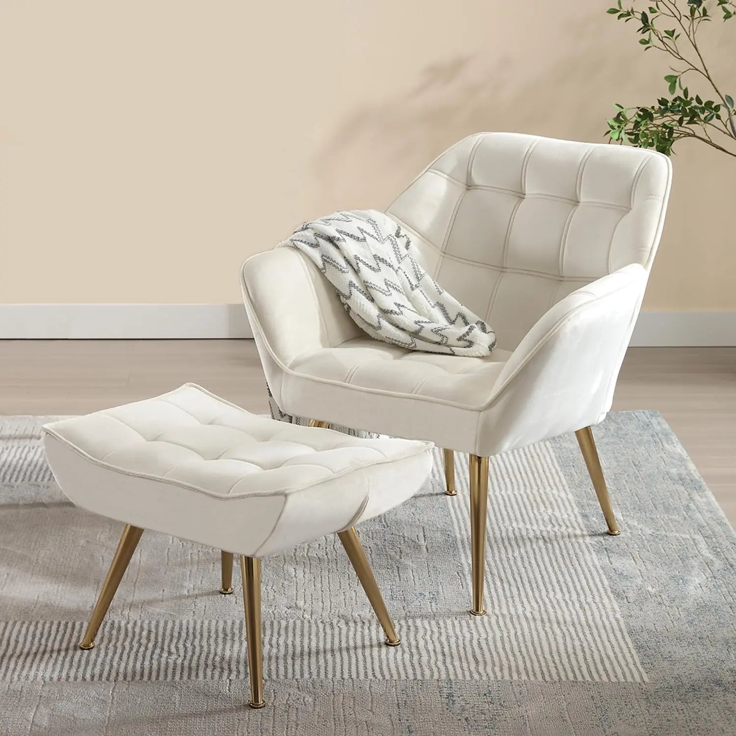 Sherpa Accent Chair with Ottoman
