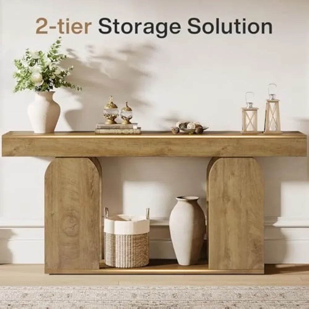70.9" Farmhouse Console Table with Storage Shelf