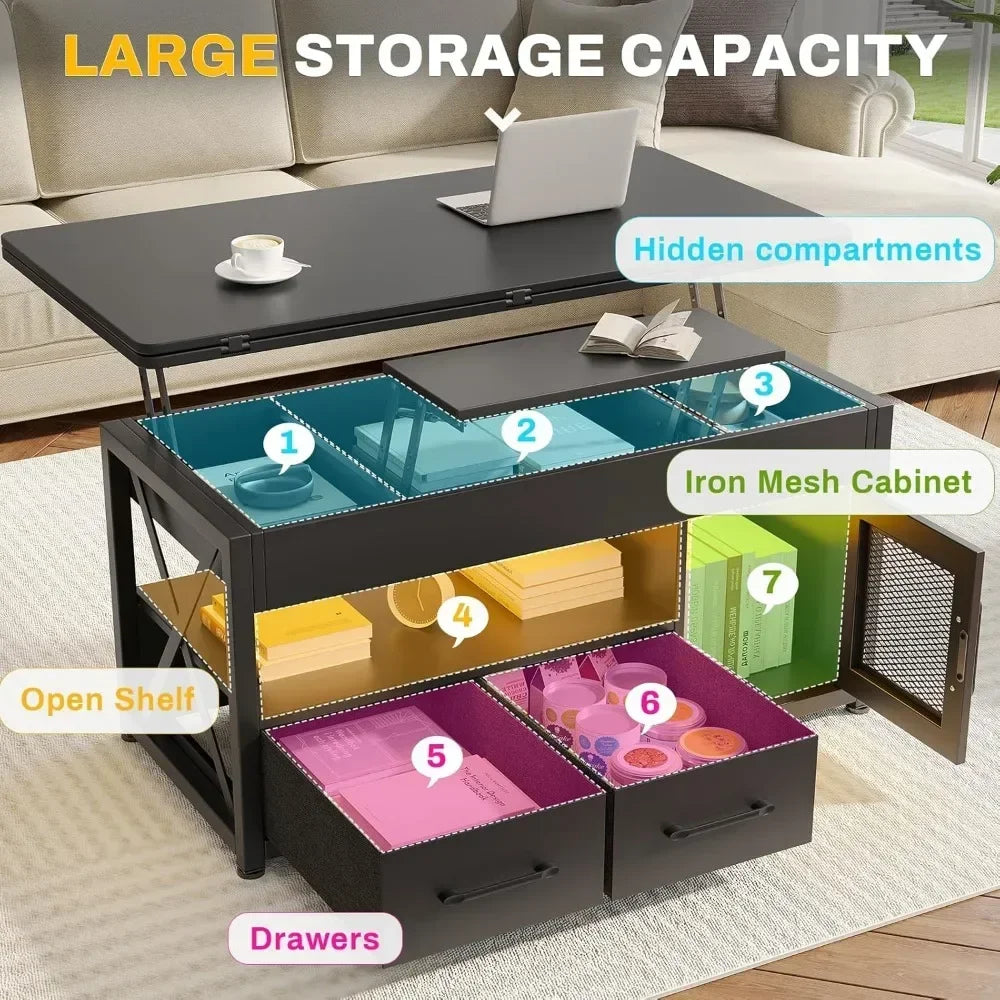 40" Lift-Top 4-in-1 Coffee Table with Storage