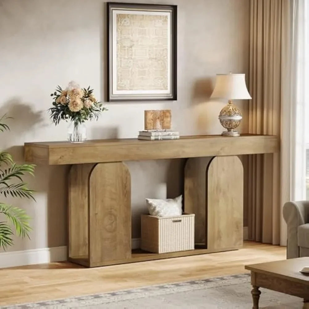 70.9" Farmhouse Console Table with Storage Shelf