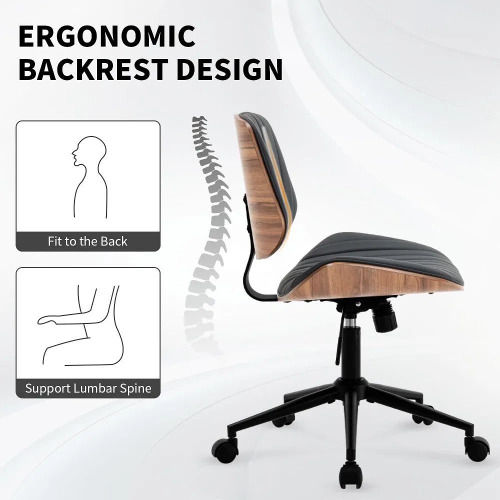 PU Leather Ergonomic Armless Office Chair