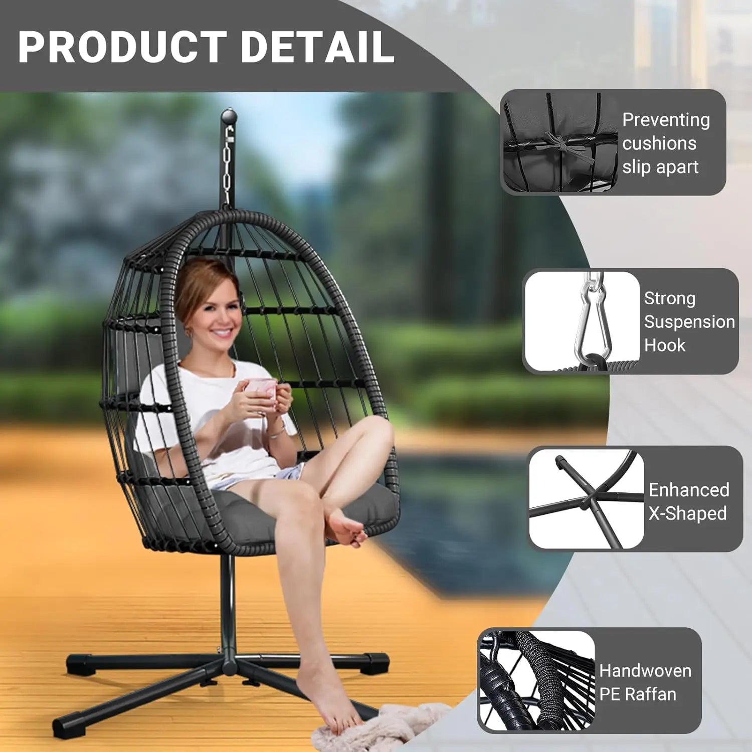 Rattan Egg Chair with Stand – Indoor/Outdoor Swing