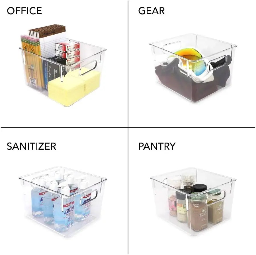 3-Pack Clear Plastic Storage Bins with Handles