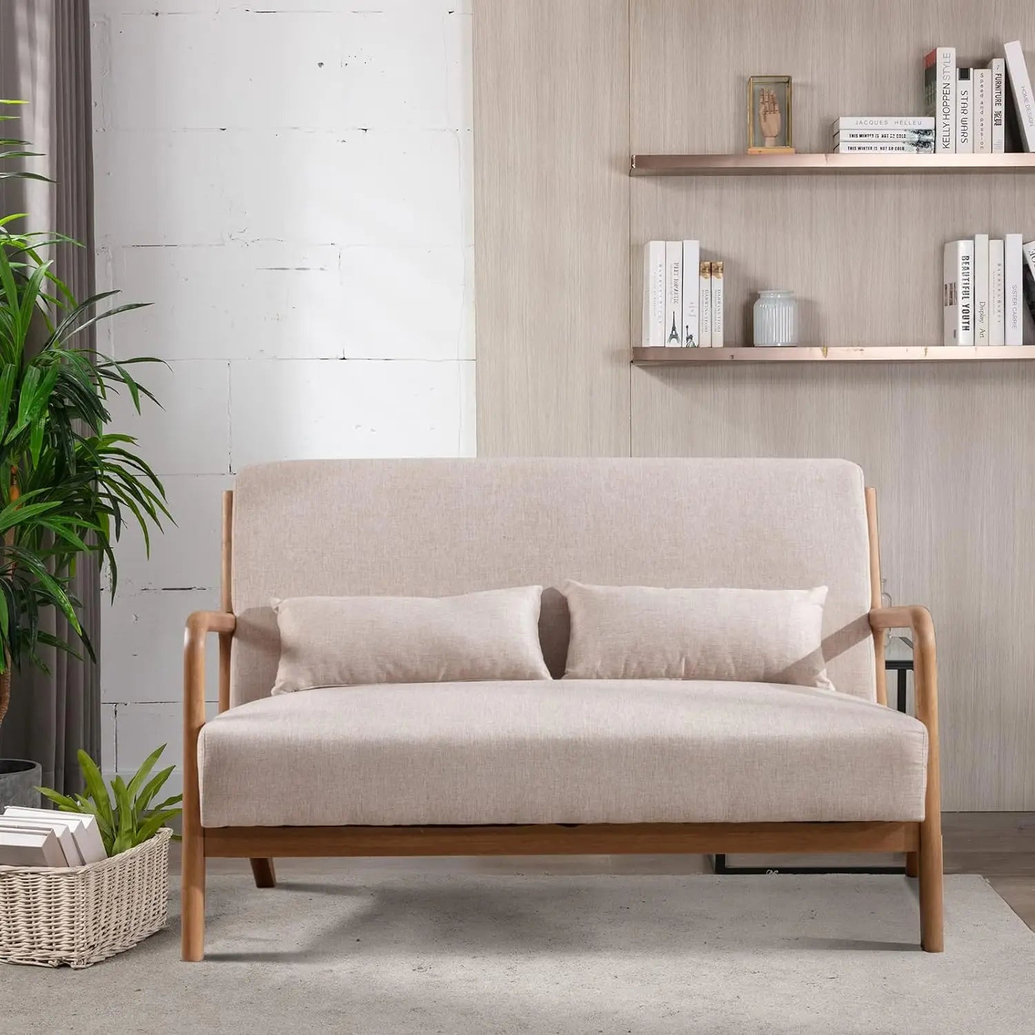 50" Loveseat Sofa – Mid-Century Modern 2-Seater Couch